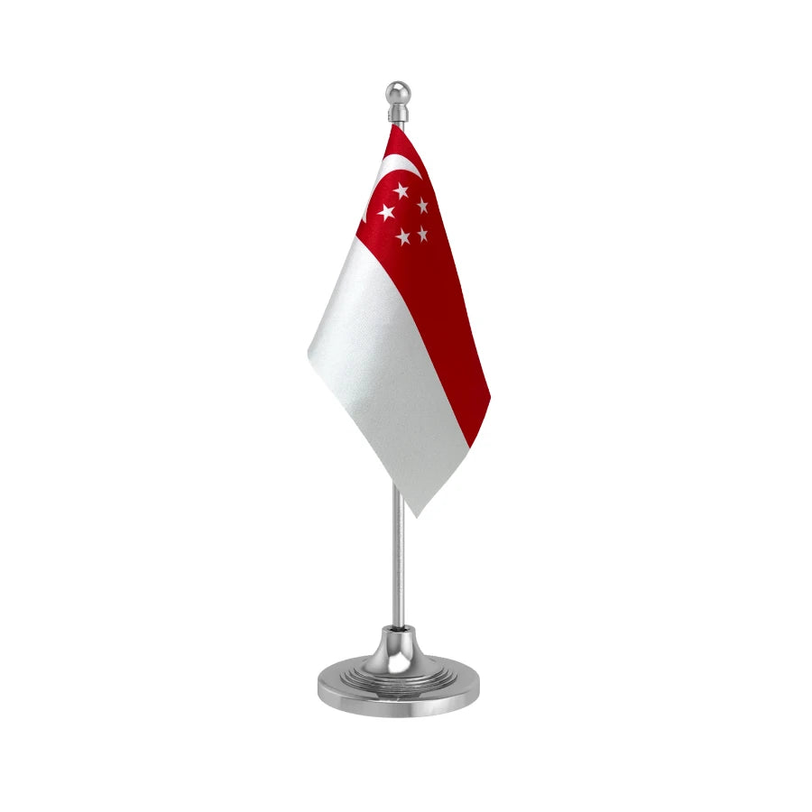 Singapore Table Flag of 4in x 6in With A Heavy Plastic Base