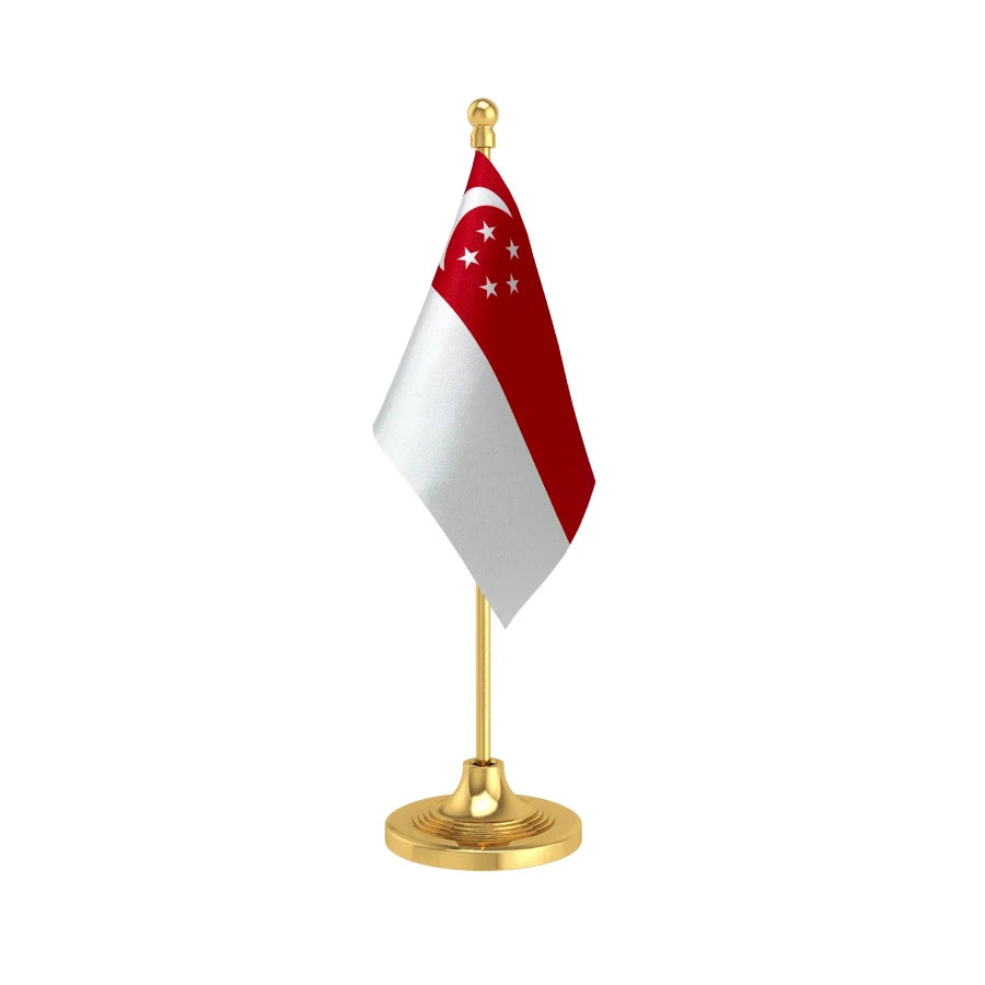 Singapore Table Flag of 4in x 6in With A Heavy Plastic Base