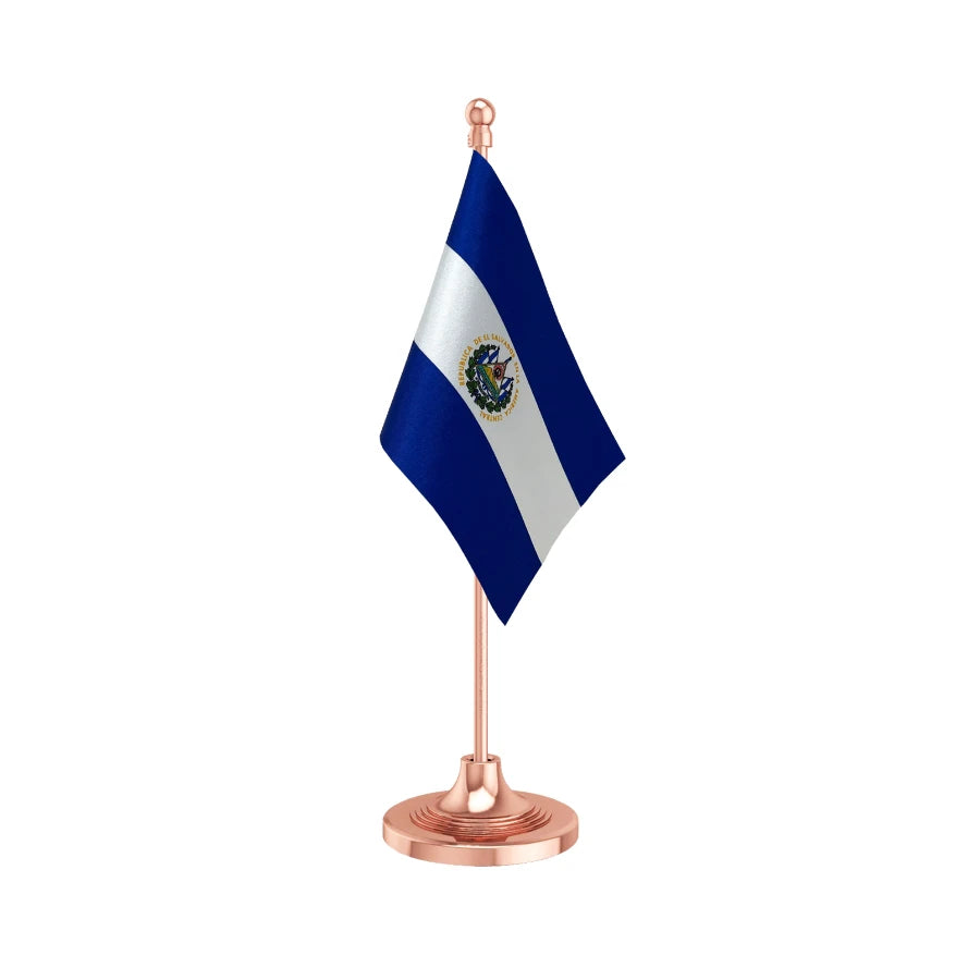 El Salvador Table Flag of 4in x 6in With A Heavy Plastic Base