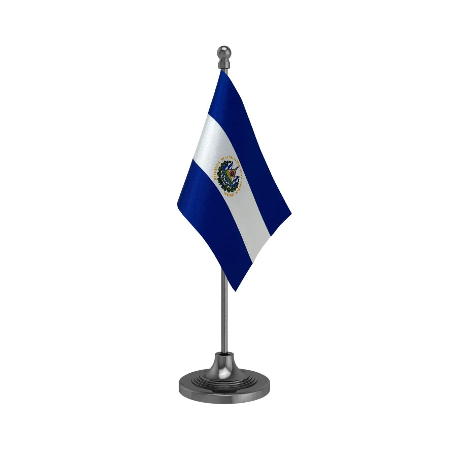 El Salvador Table Flag of 4in x 6in With A Heavy Plastic Base