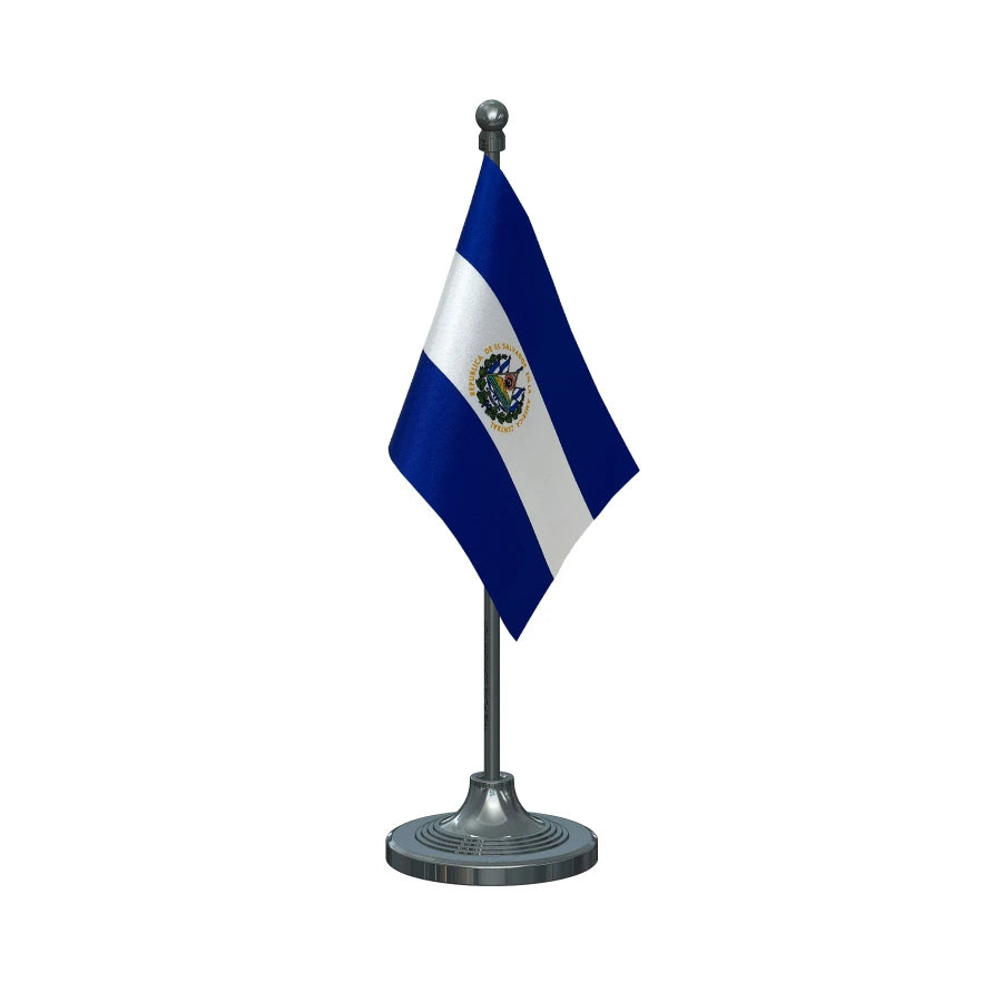El Salvador Table Flag of 4in x 6in With A Heavy Plastic Base