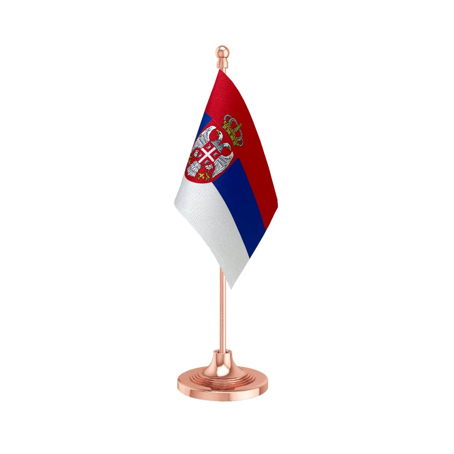 Serbia Table Flag of 4in x 6in With A Heavy Plastic Base