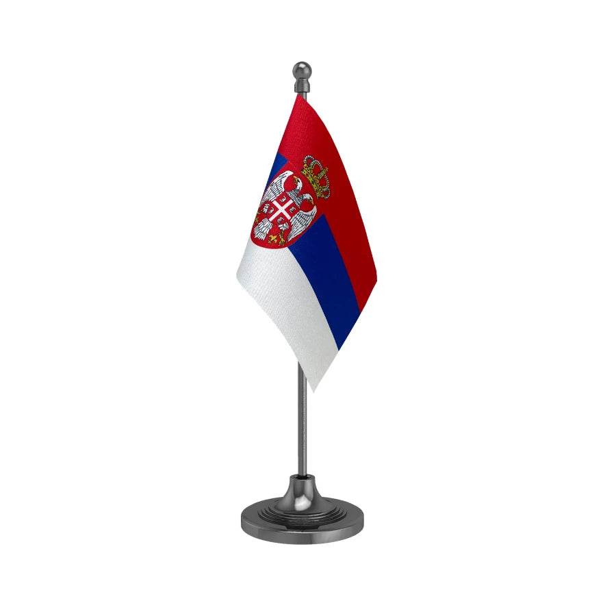Serbia Table Flag of 4in x 6in With A Heavy Plastic Base