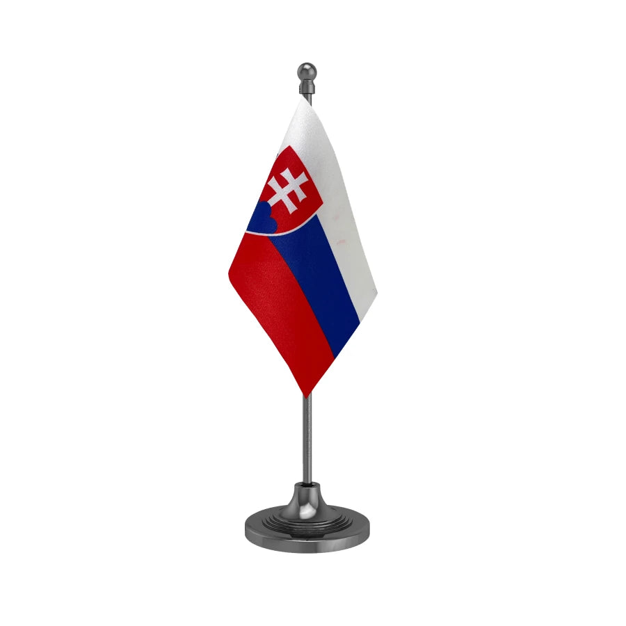 Slovakia Table Flag of 4in x 6in With A Heavy Plastic Base