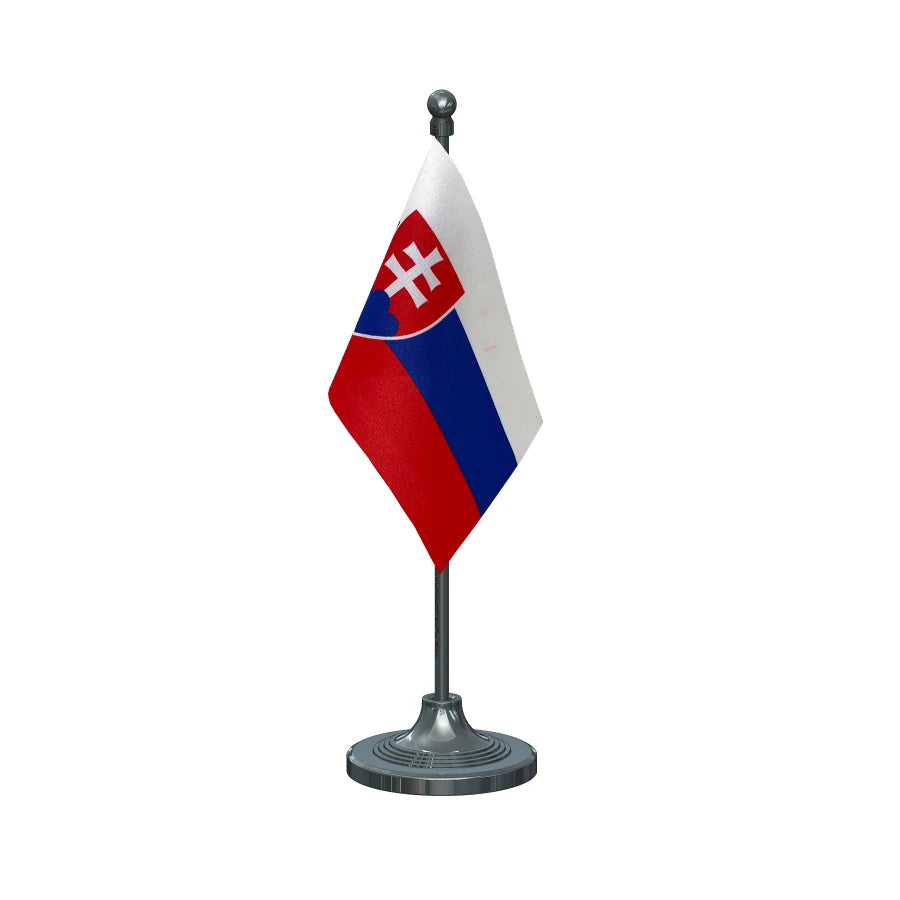 Slovakia Table Flag of 4in x 6in With A Heavy Plastic Base