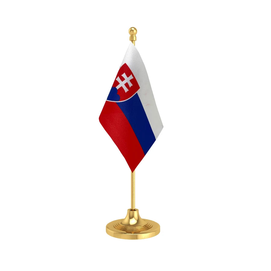 Slovakia Table Flag of 4in x 6in With A Heavy Plastic Base