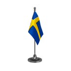 Sweden Table Flag of 4in x 6in With A Heavy Plastic Base