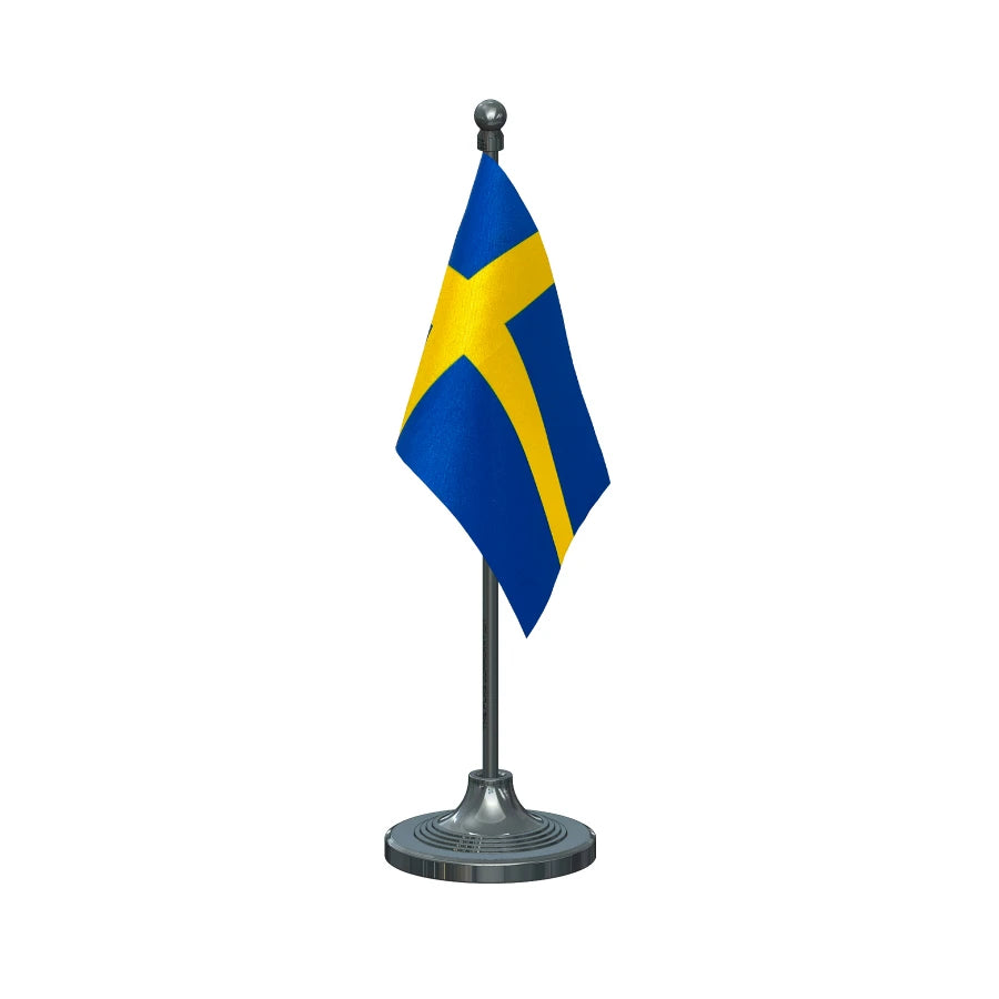Sweden Table Flag of 4in x 6in With A Heavy Plastic Base