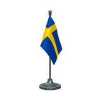 Sweden Table Flag of 4in x 6in With A Heavy Plastic Base