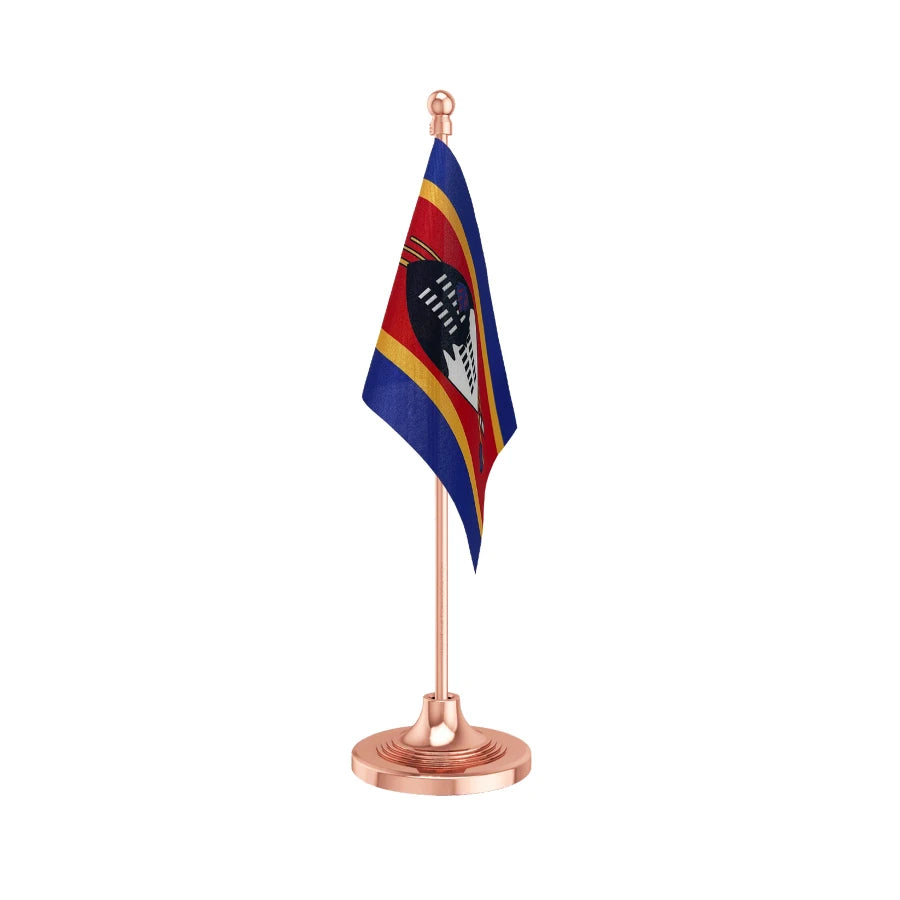 Swaziland Desk Table Flag of 4in x 6in With A Heavy Plastic Base