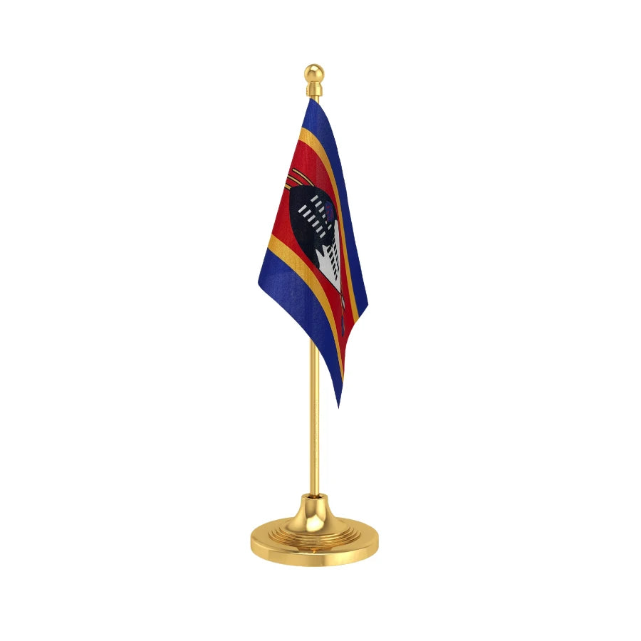 Swaziland Desk Table Flag of 4in x 6in With A Heavy Plastic Base