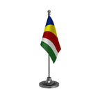 Seychelles Table Flag of 4in x 6in With A Heavy Plastic Base