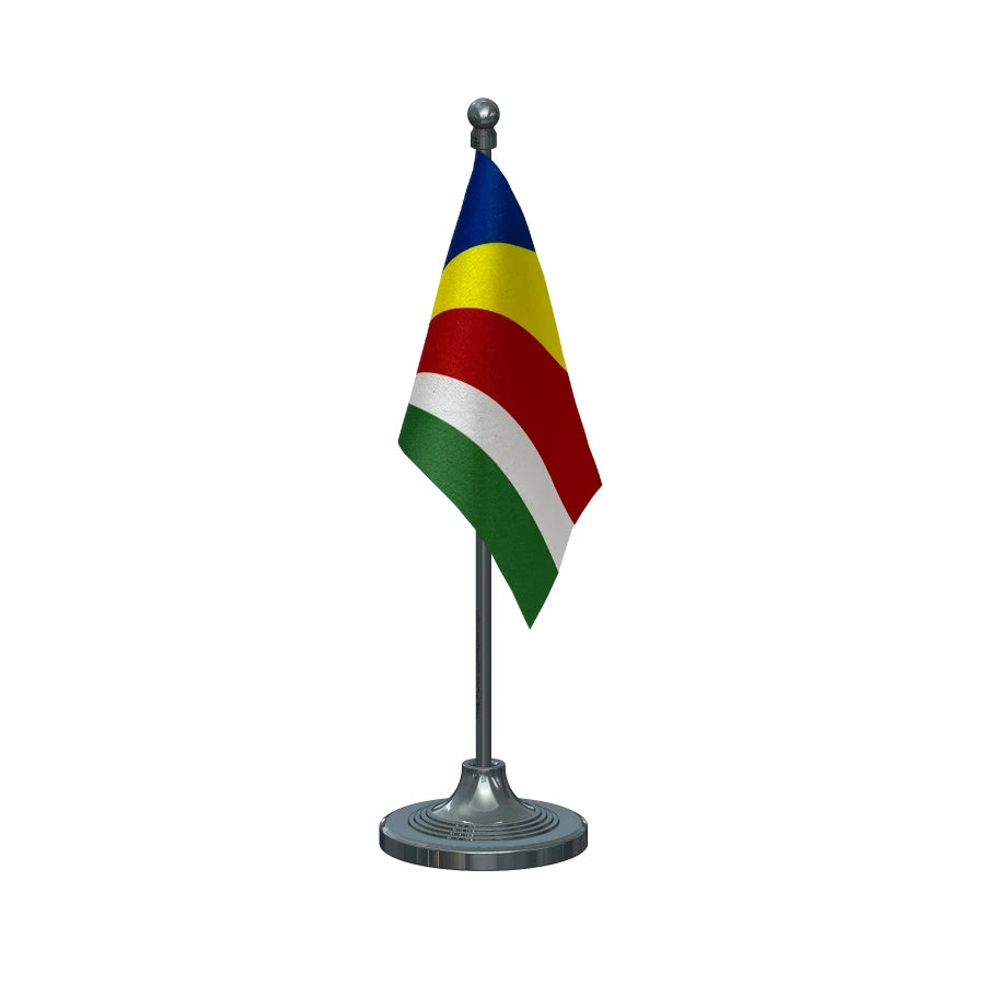 Seychelles Table Flag of 4in x 6in With A Heavy Plastic Base