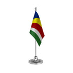 Seychelles Table Flag of 4in x 6in With A Heavy Plastic Base