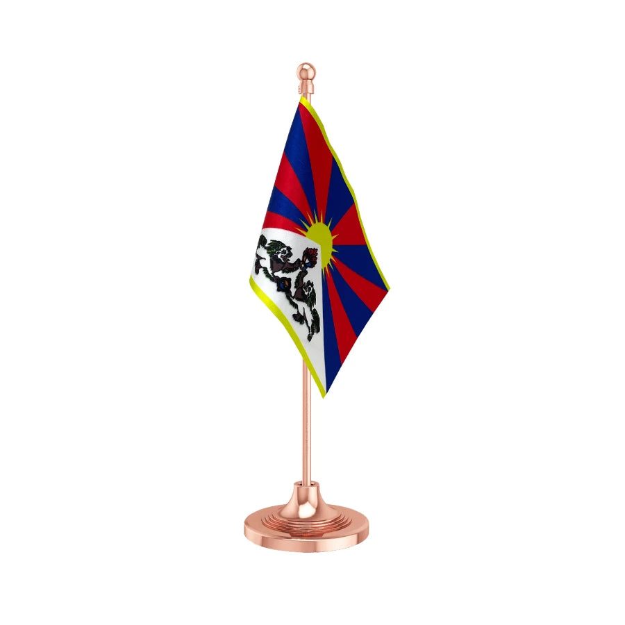 Tibet Table Flag of 4in x 6in With A Heavy Plastic Base
