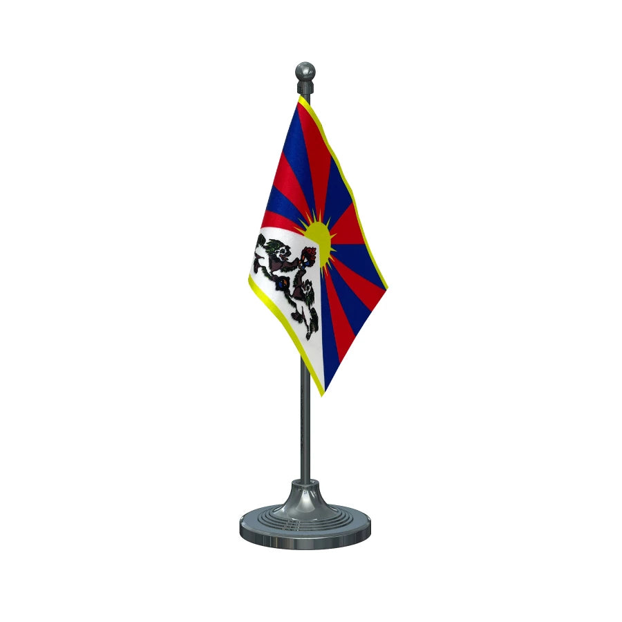 Tibet Table Flag of 4in x 6in With A Heavy Plastic Base