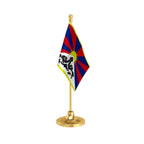 Tibet Table Flag of 4in x 6in With A Heavy Plastic Base