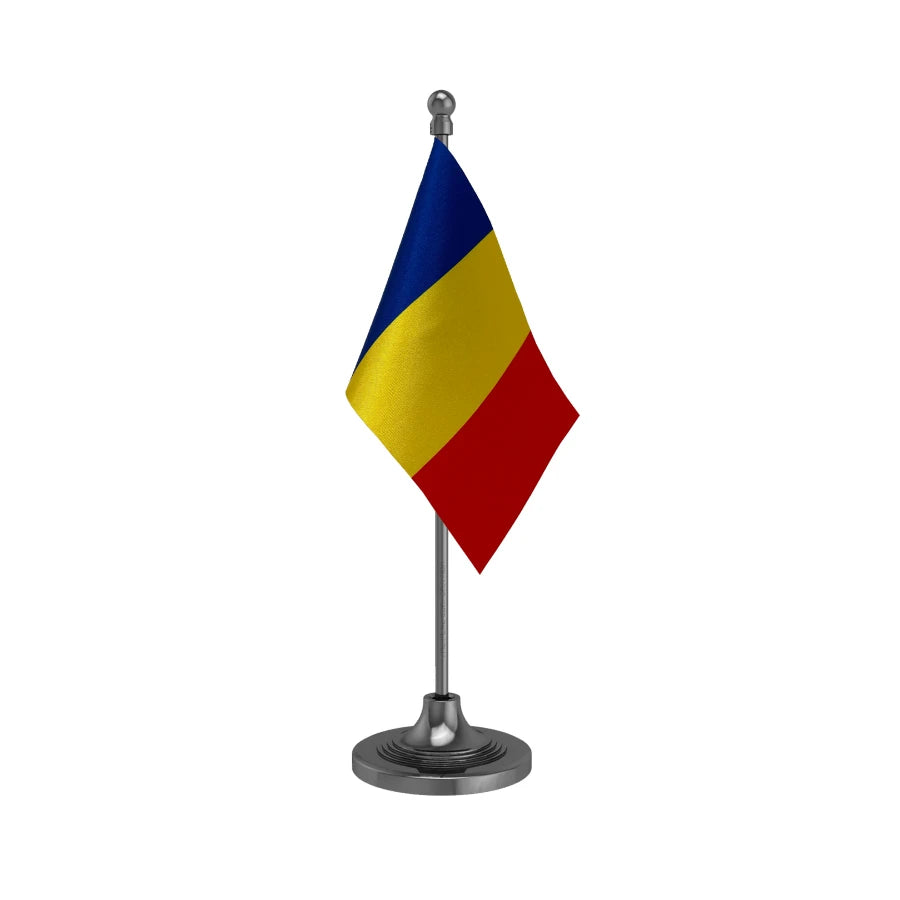 Chad Table Flag of 4in x 6in With A Heavy Plastic Base