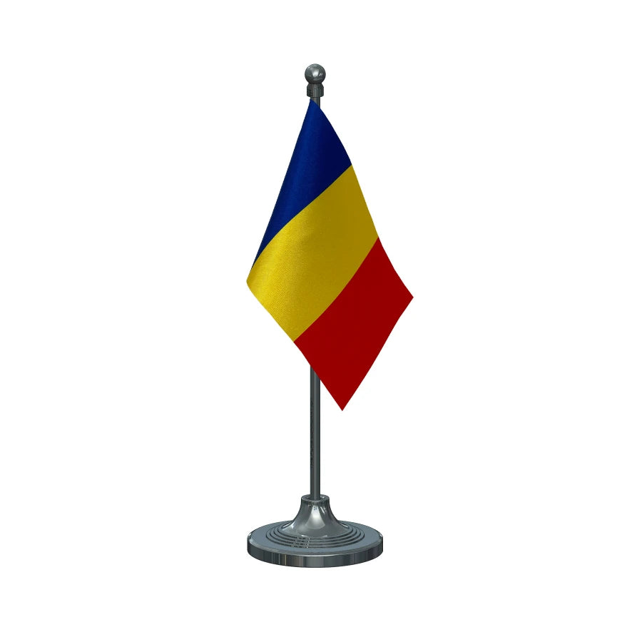 Chad Table Flag of 4in x 6in With A Heavy Plastic Base