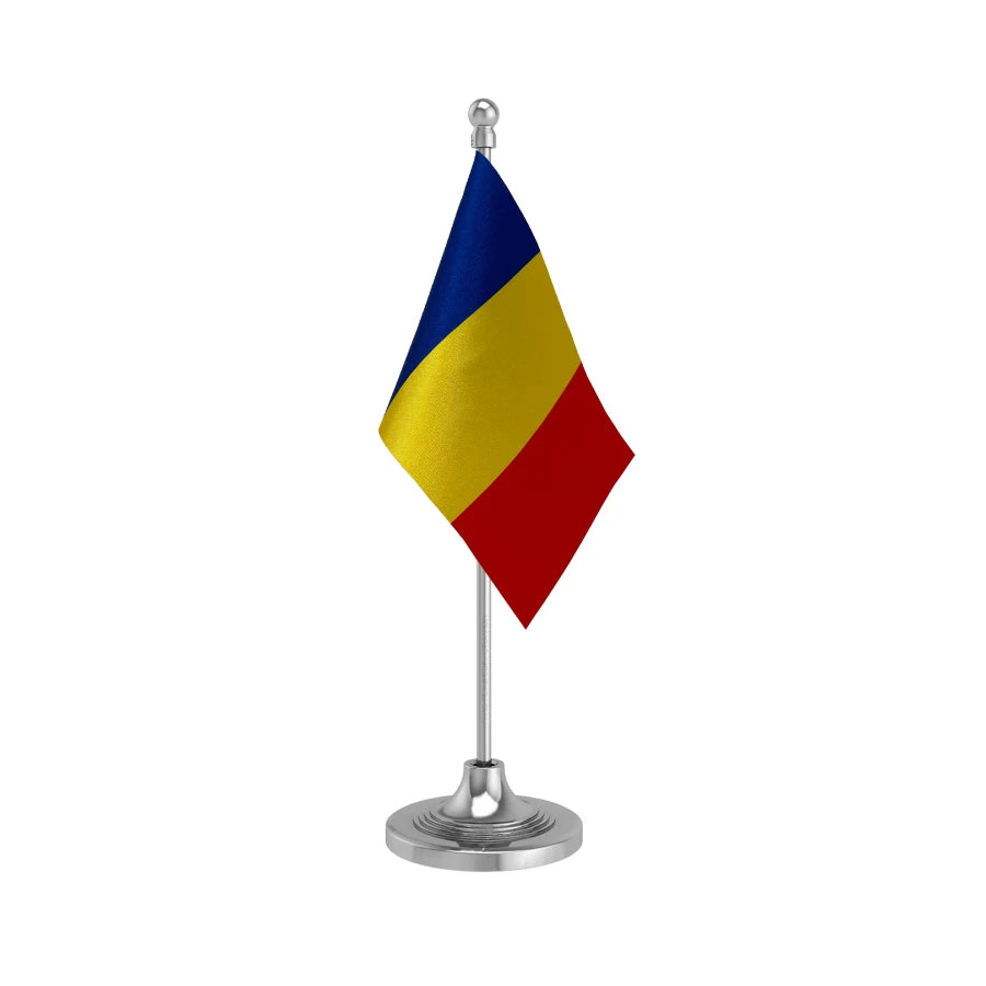 Chad Table Flag of 4in x 6in With A Heavy Plastic Base