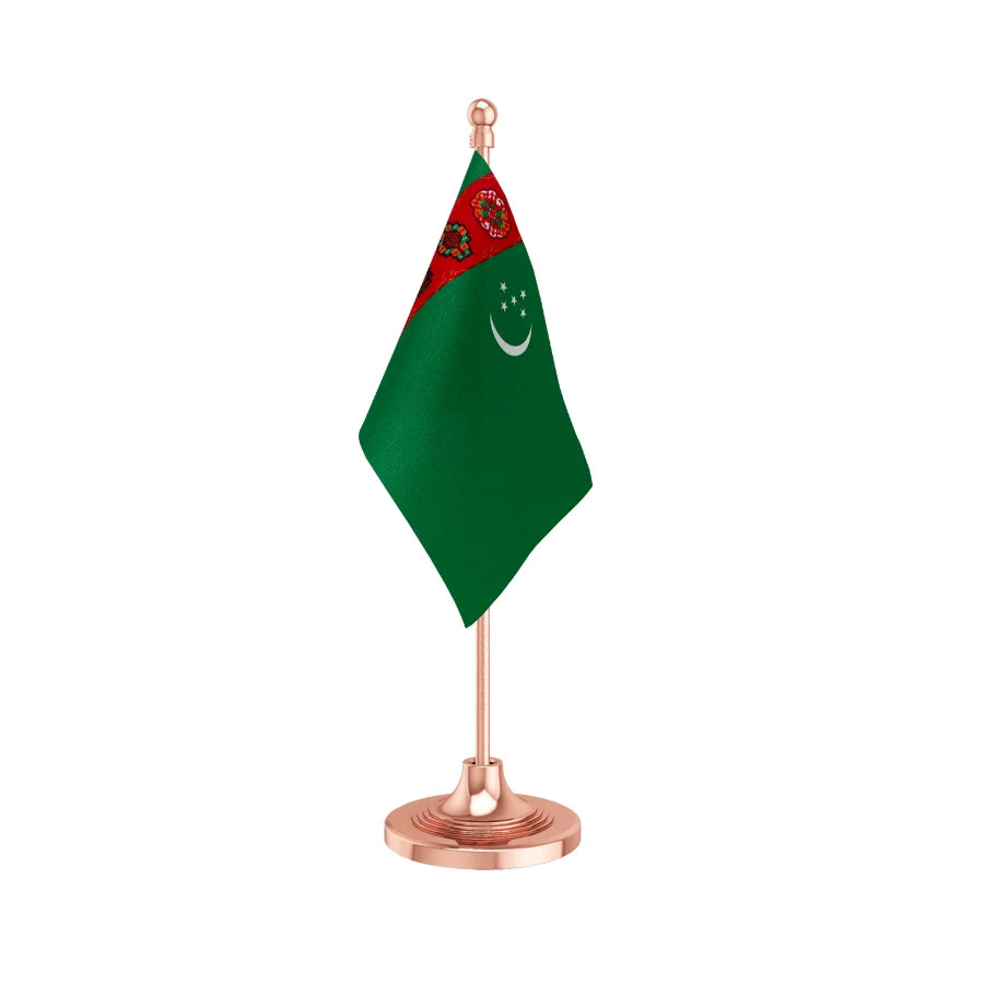 Turkmenistan Table Flag of 4in x 6in With A Heavy Plastic Base