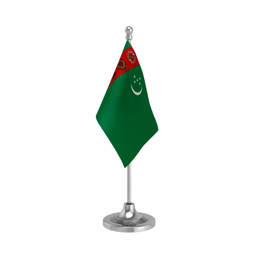 Turkmenistan Table Flag of 4in x 6in With A Heavy Plastic Base