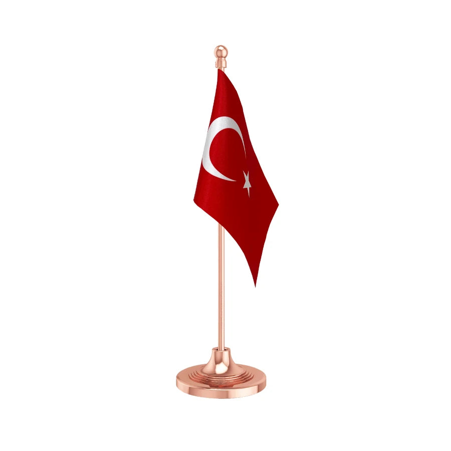 Turkey Table Flag of 4in x 6in With A Heavy Plastic Base