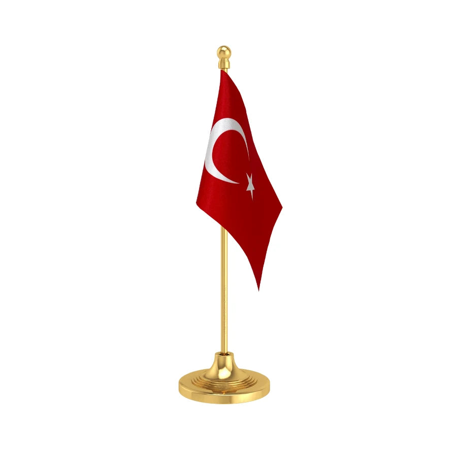 Turkey Table Flag of 4in x 6in With A Heavy Plastic Base