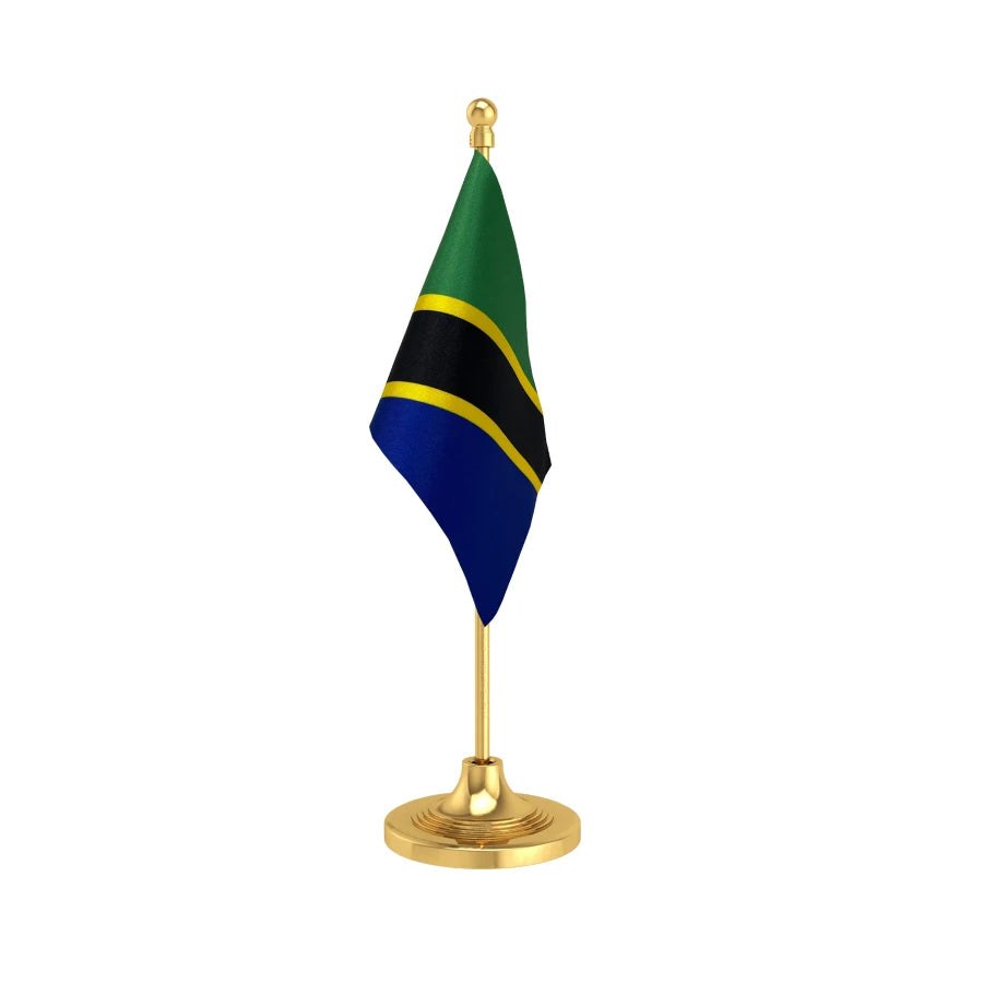 Tanzania Table Flag of 4in x 6in With A Heavy Plastic Base