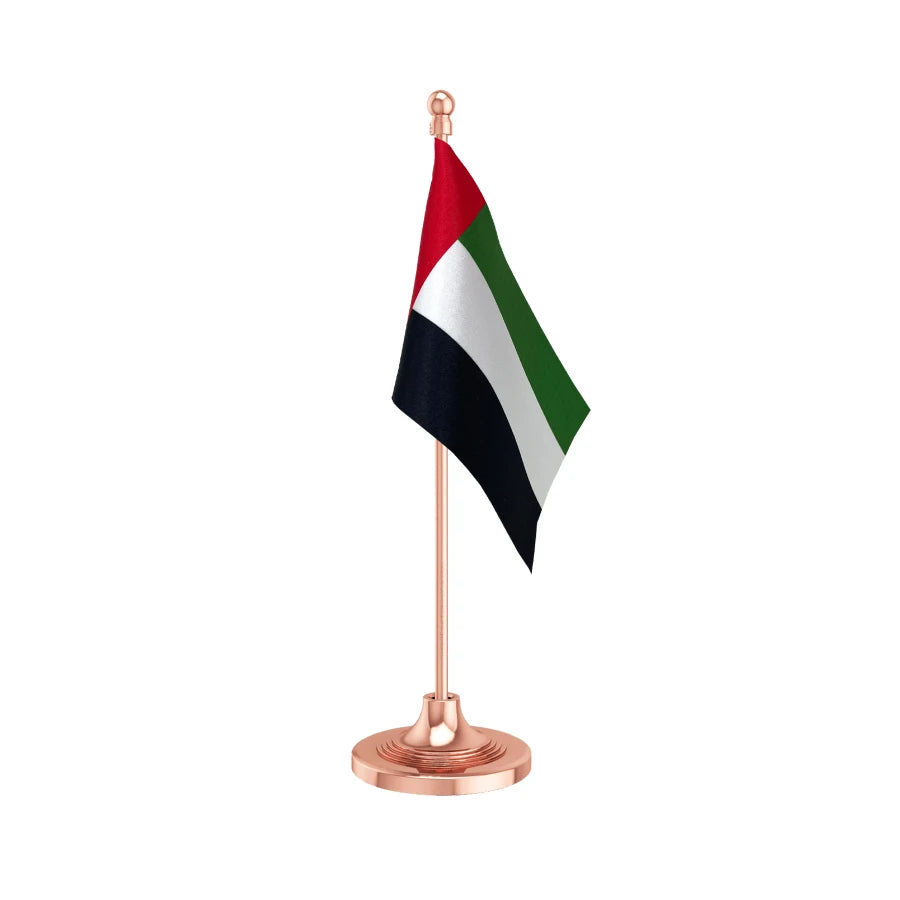 UAE United Arab Emirates Desk Table Flag of 4in x 6in With A Heavy Plastic Base