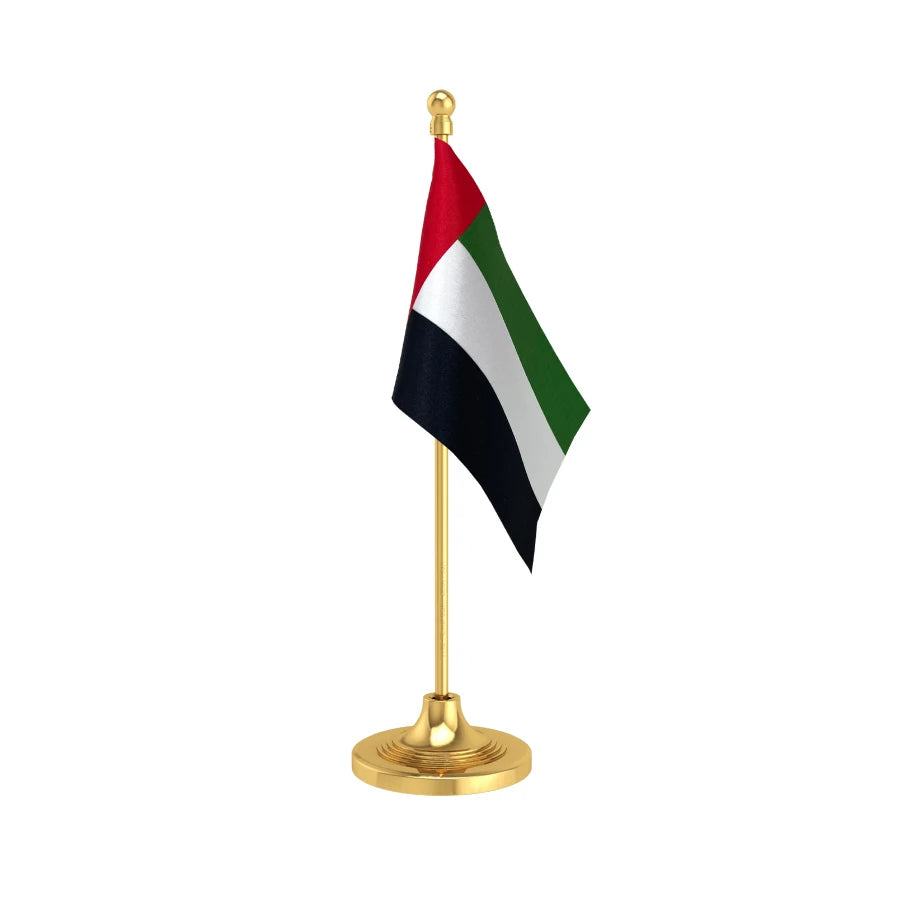 UAE United Arab Emirates Desk Table Flag of 4in x 6in With A Heavy Plastic Base
