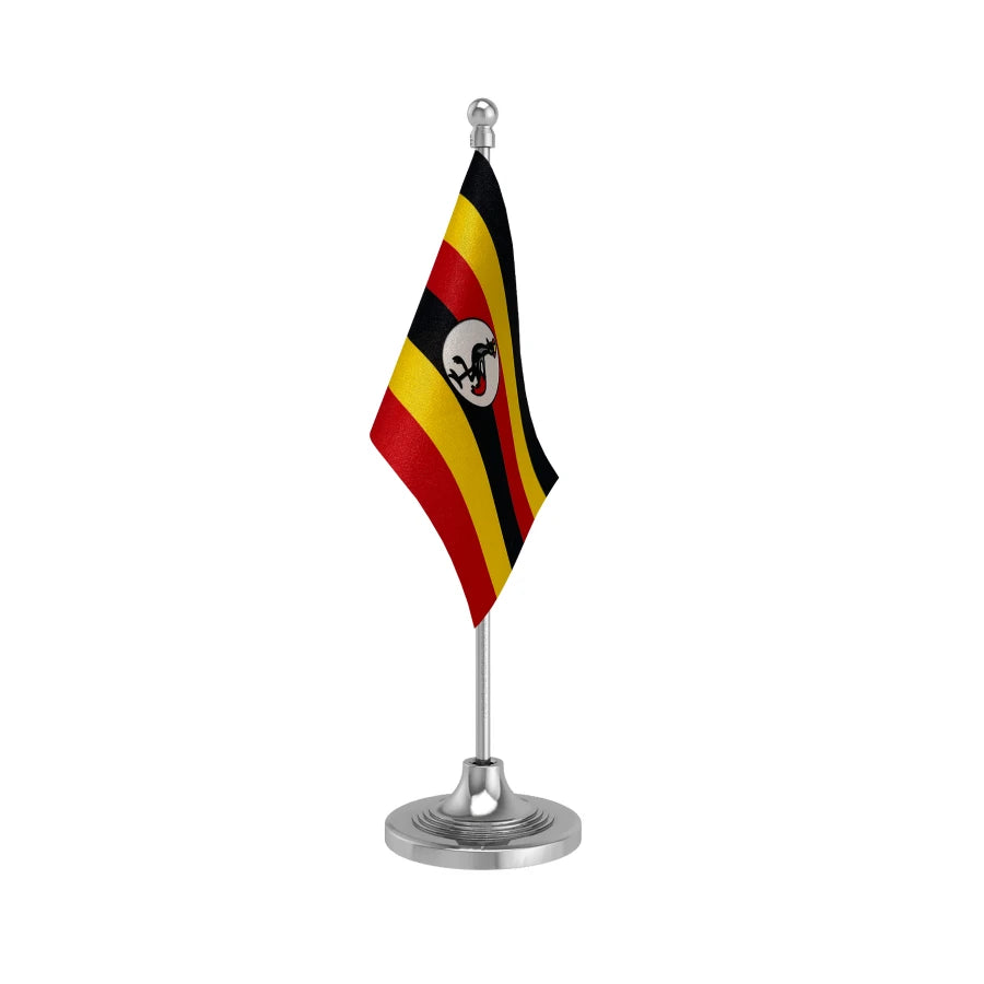 Uganda Table Flag of 4in x 6in With A Heavy Plastic Base