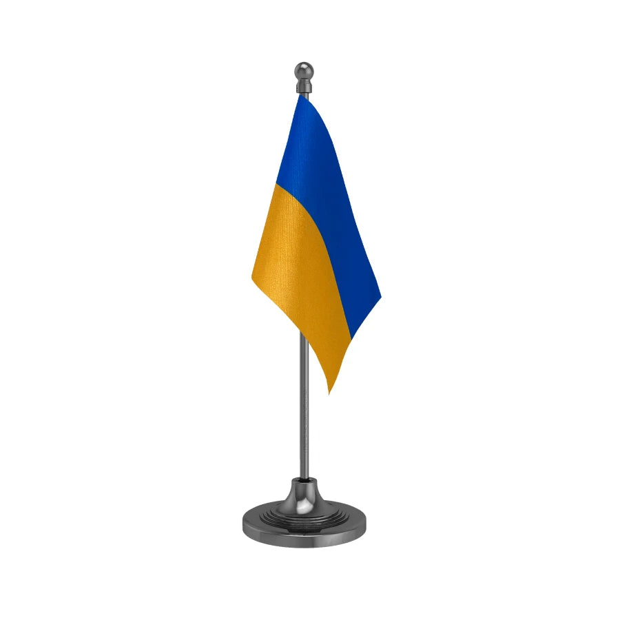 Ukraine Table Flag of 4in x 6in With A Heavy Plastic Base