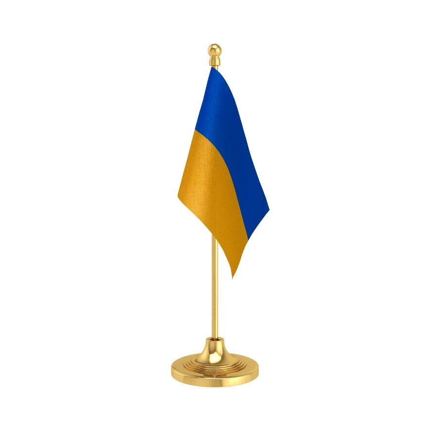 Ukraine Table Flag of 4in x 6in With A Heavy Plastic Base