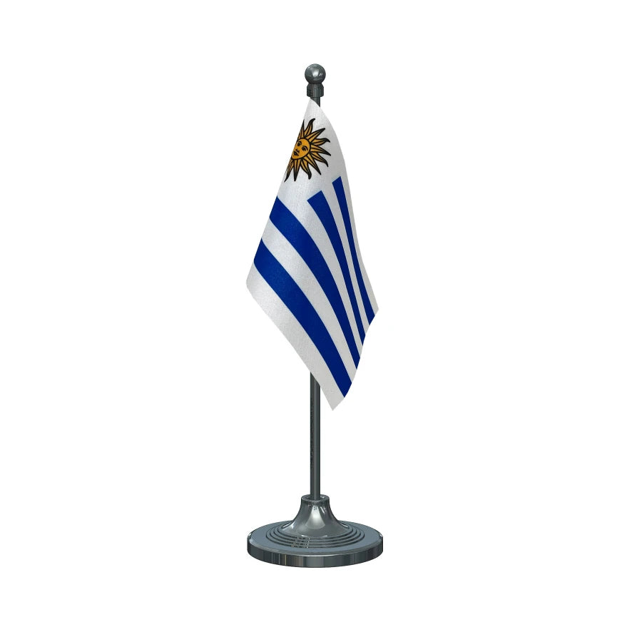 Uruguay Table Flag of 4in x 6in With A Heavy Plastic Base