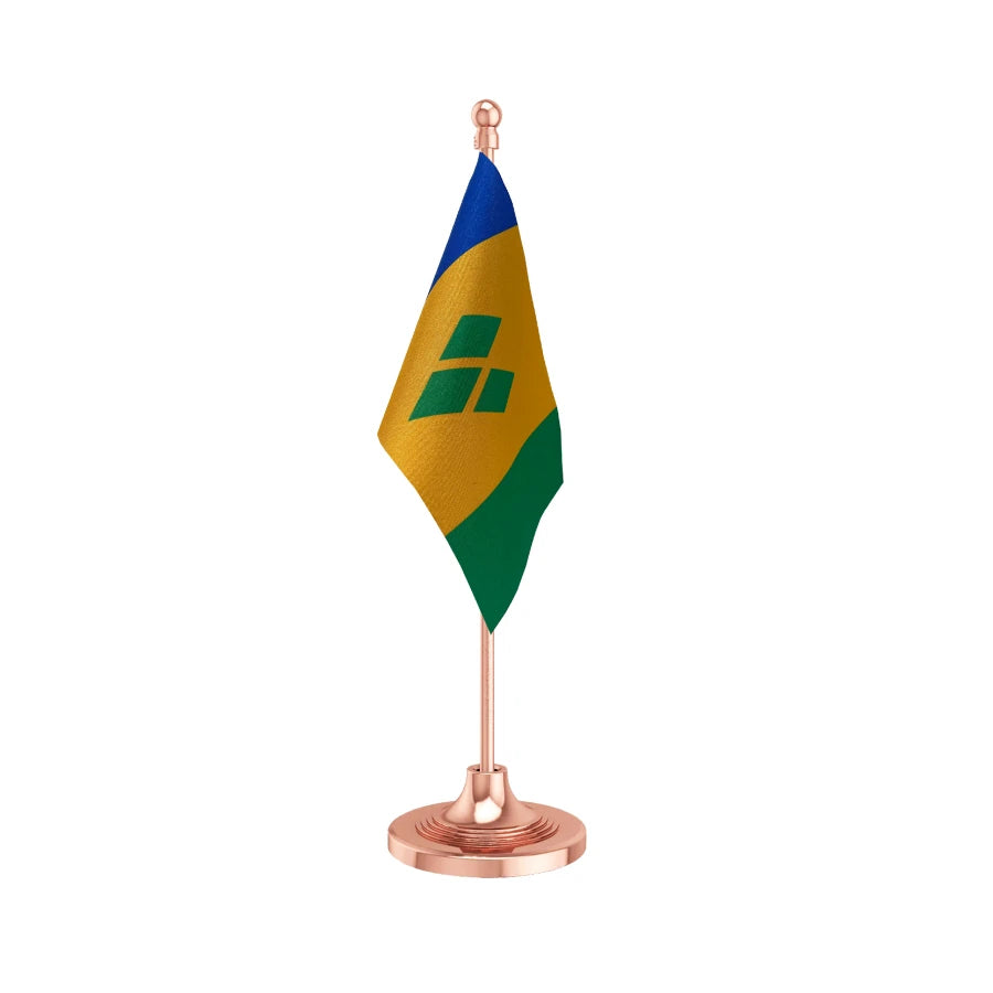 Saint Vincent & Grenadines Table Flag of 4in x 6in With A Heavy Plastic Base