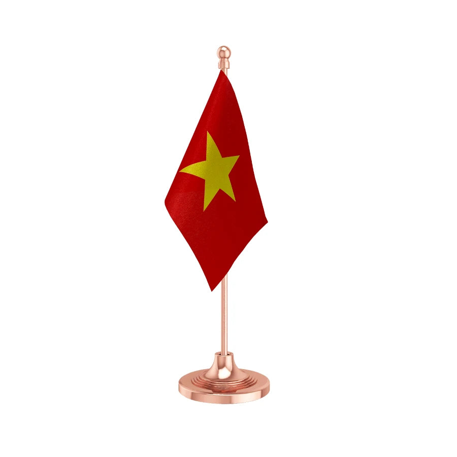 Vietnam Table Flag of 4in x 6in With A Heavy Plastic Base