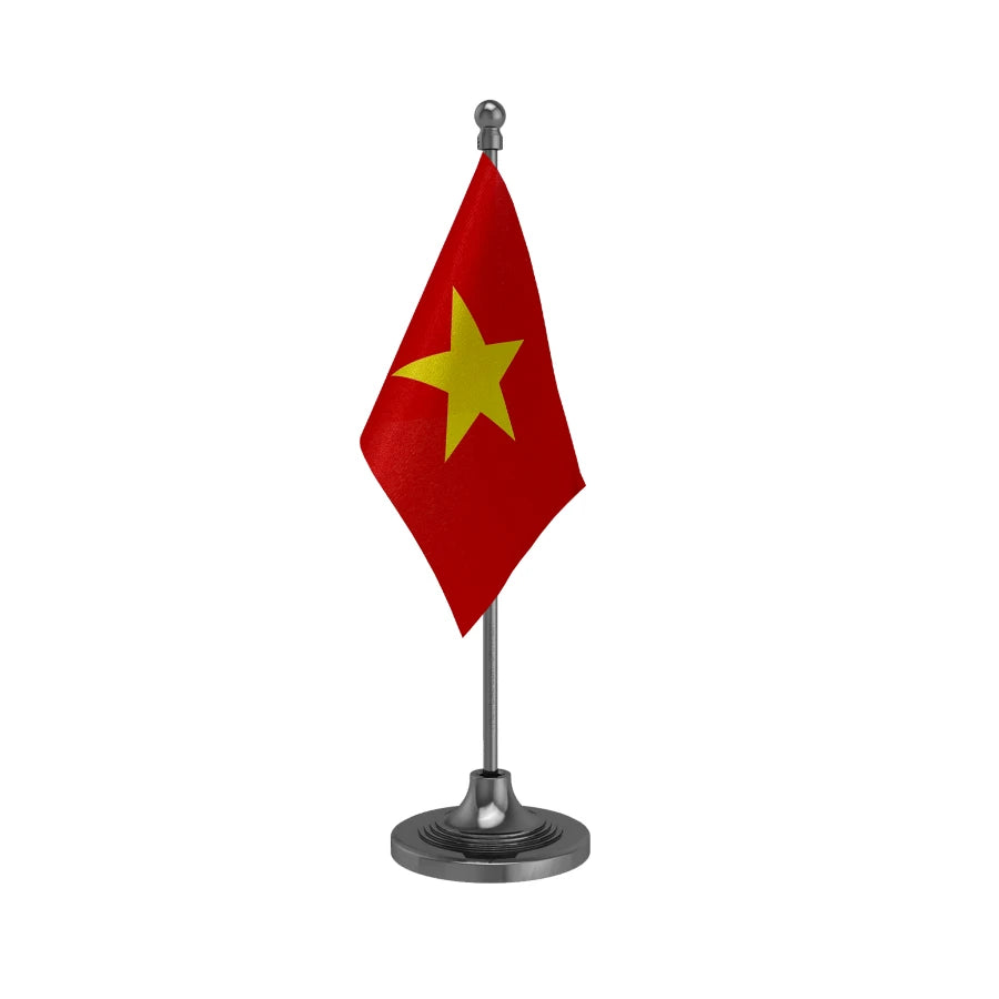 Vietnam Table Flag of 4in x 6in With A Heavy Plastic Base