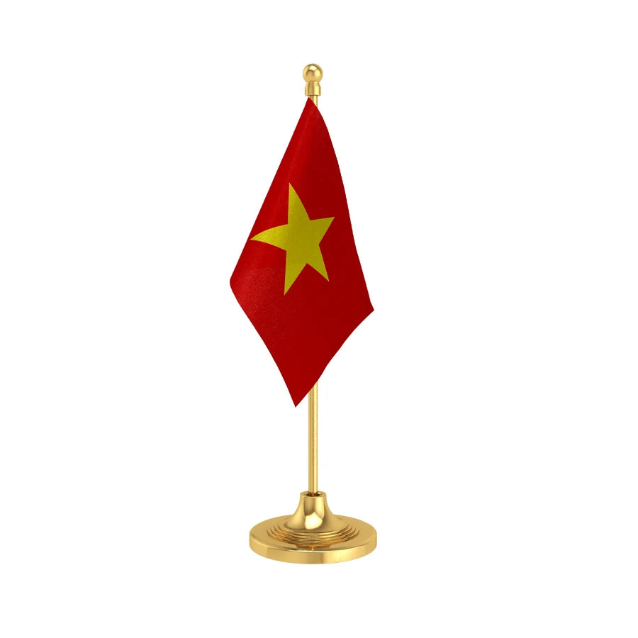 Vietnam Table Flag of 4in x 6in With A Heavy Plastic Base