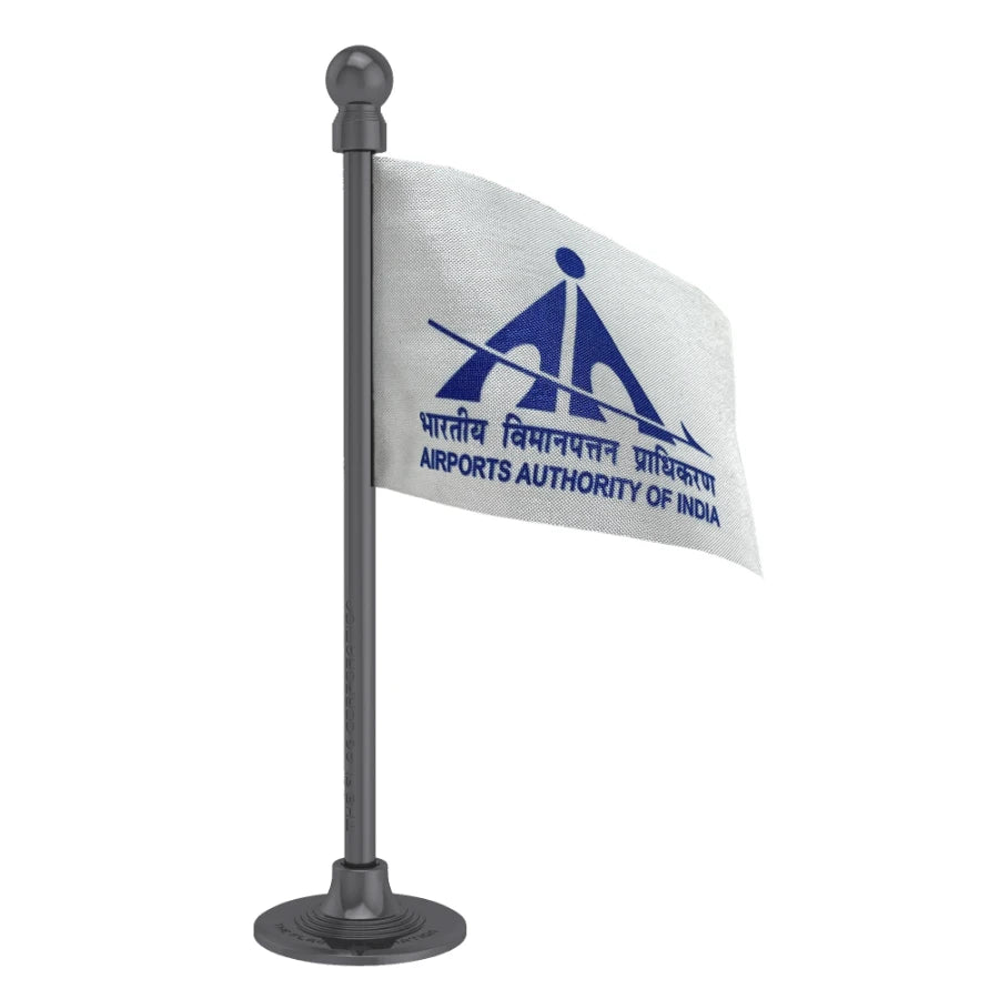 AAI Airport Authority of India Car Dashboard Flag of 2in x 3in With A Steel or Plastic Base
