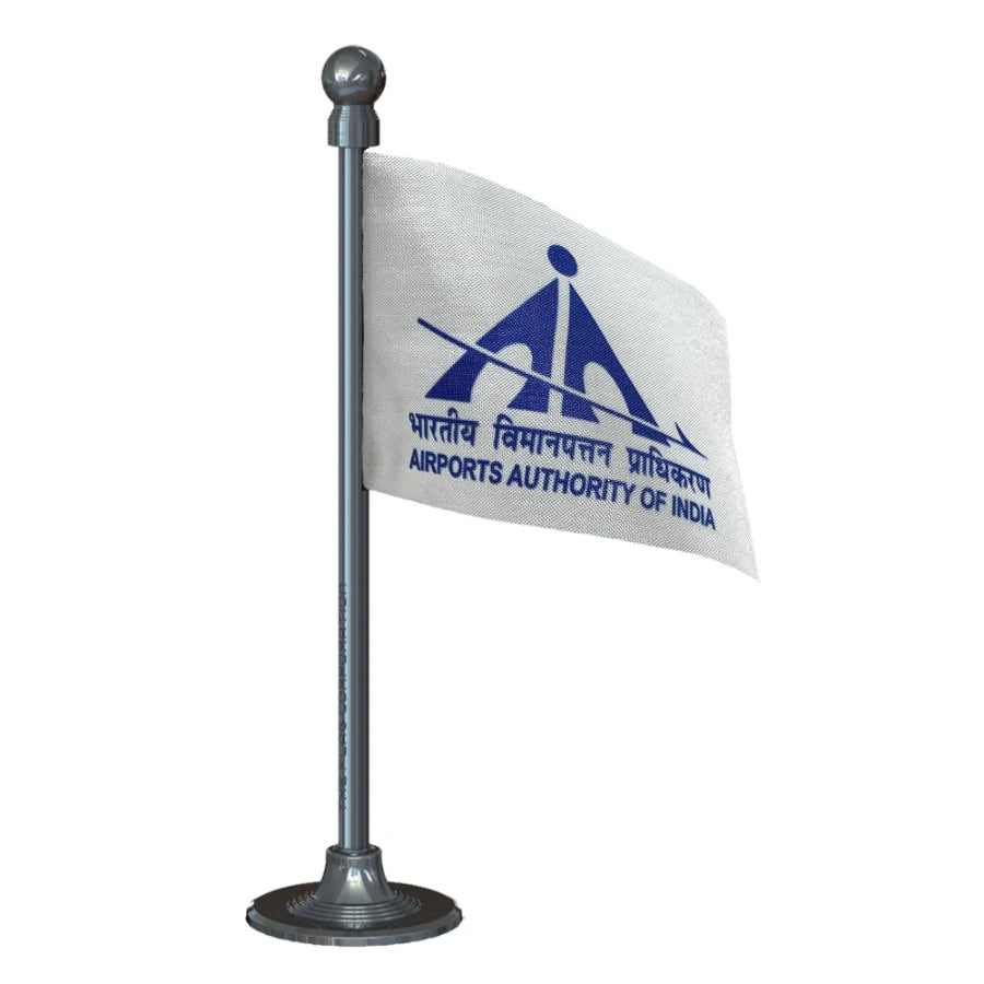 AAI Airport Authority of India Car Dashboard Flag of 2in x 3in With A Steel or Plastic Base