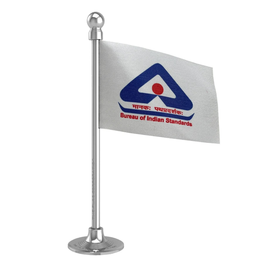 BIS Logo Car Dashboard Flag of 2in x 3in With A Steel or Plastic Base