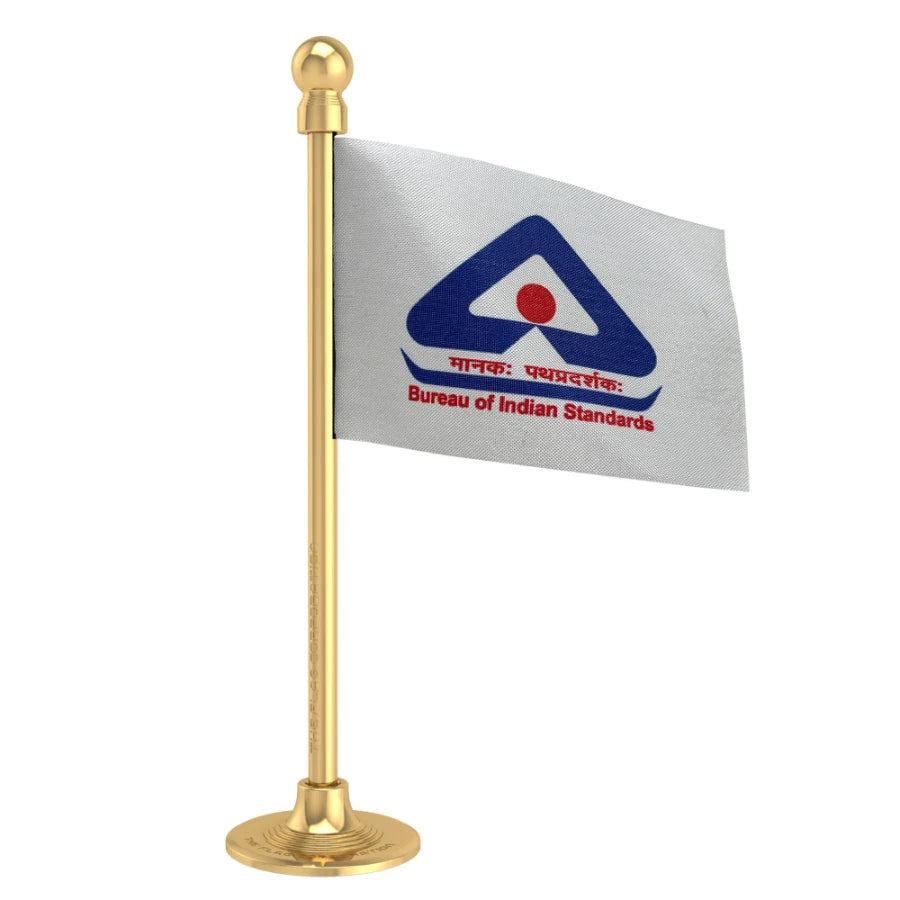 BIS Logo Car Dashboard Flag of 2in x 3in With A Steel or Plastic Base