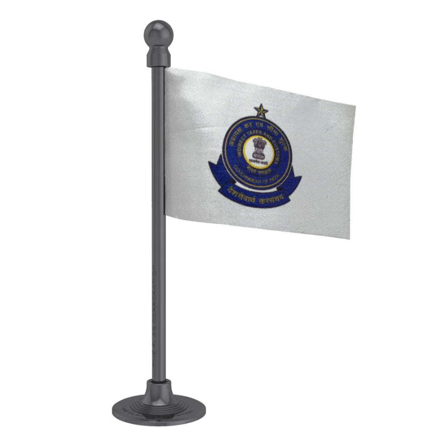 CBIC Central Board of Indirect Taxes & Customs Car Dashboard Flag of 2in x 3in With A Steel or Plastic Base