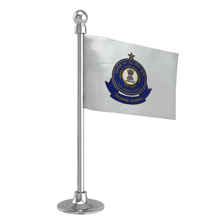 CBIC Central Board of Indirect Taxes & Customs Car Dashboard Flag of 2in x 3in With A Steel or Plastic Base