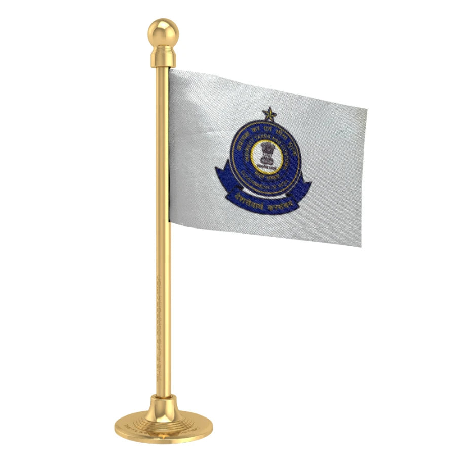 CBIC Central Board of Indirect Taxes & Customs Car Dashboard Flag of 2in x 3in With A Steel or Plastic Base