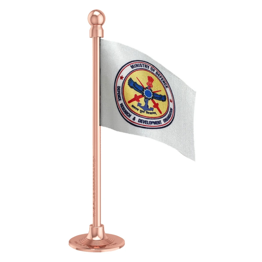 DRDO Defence Research & Development Organisation Car Dashboard Flag of 2in x 3in With A Steel or Plastic Base