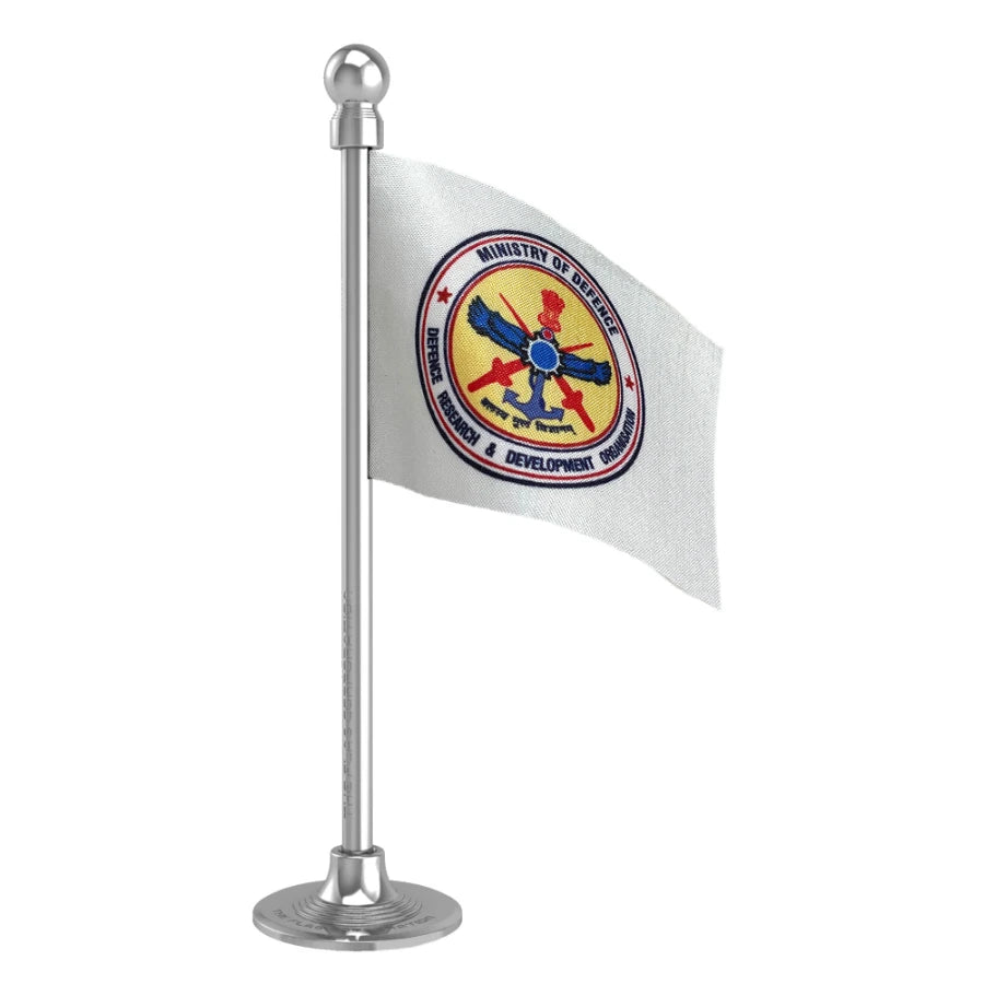 DRDO Defence Research & Development Organisation Car Dashboard Flag of 2in x 3in With A Steel or Plastic Base