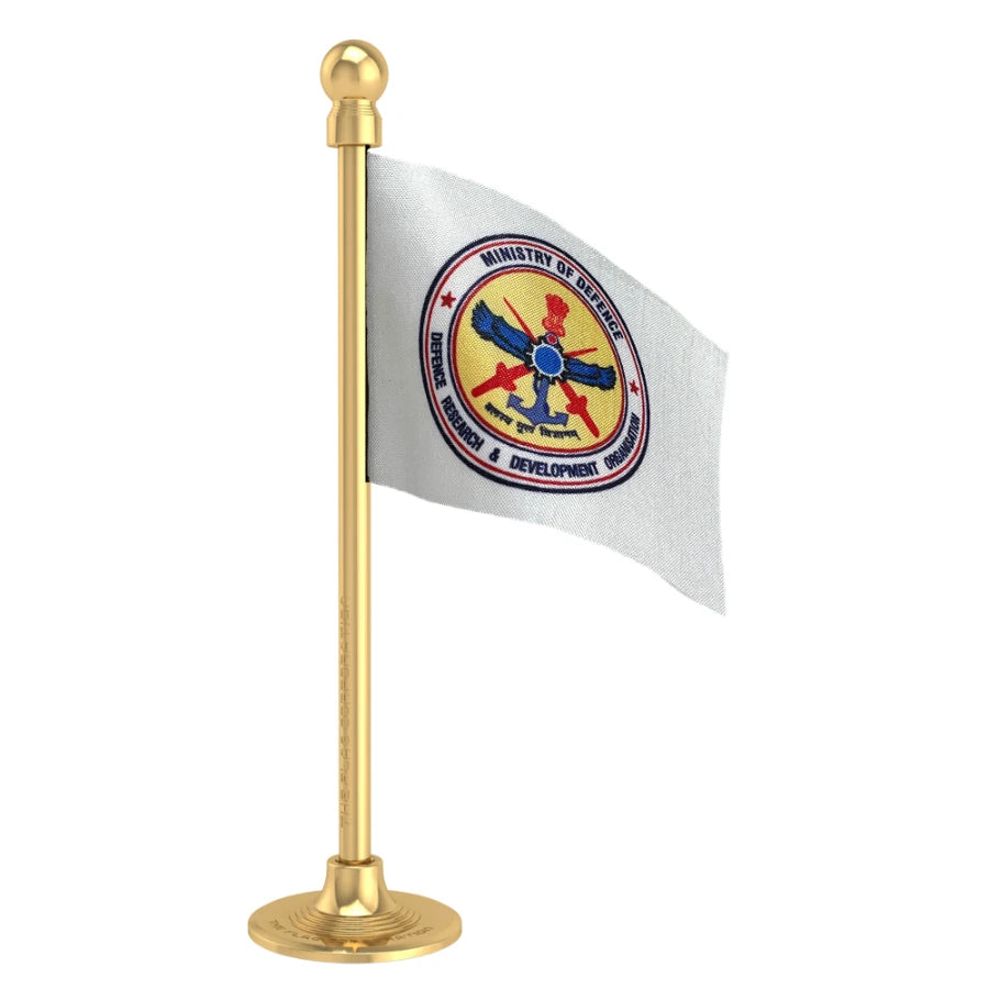 DRDO Defence Research & Development Organisation Car Dashboard Flag of 2in x 3in With A Steel or Plastic Base
