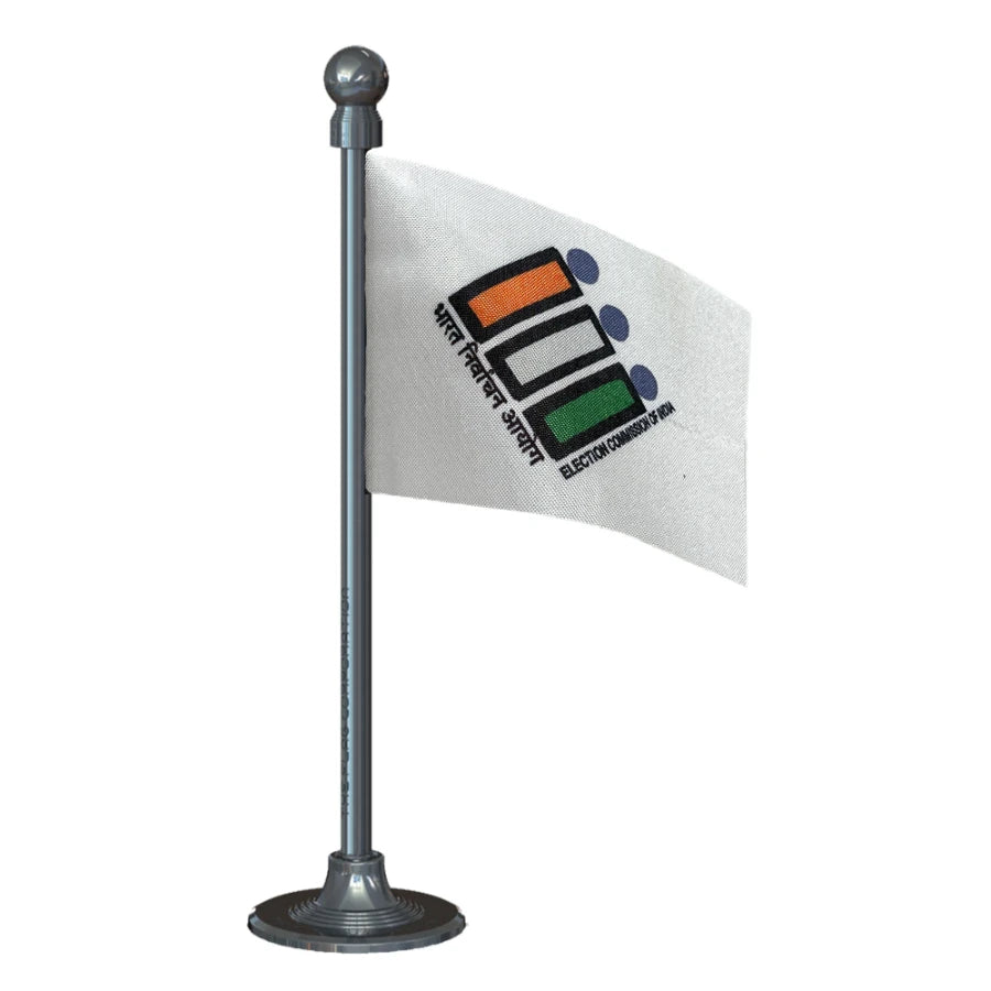 ECI Election Commission of India Car Dashboard Flag of 2in x 3in With A Steel or Plastic Base